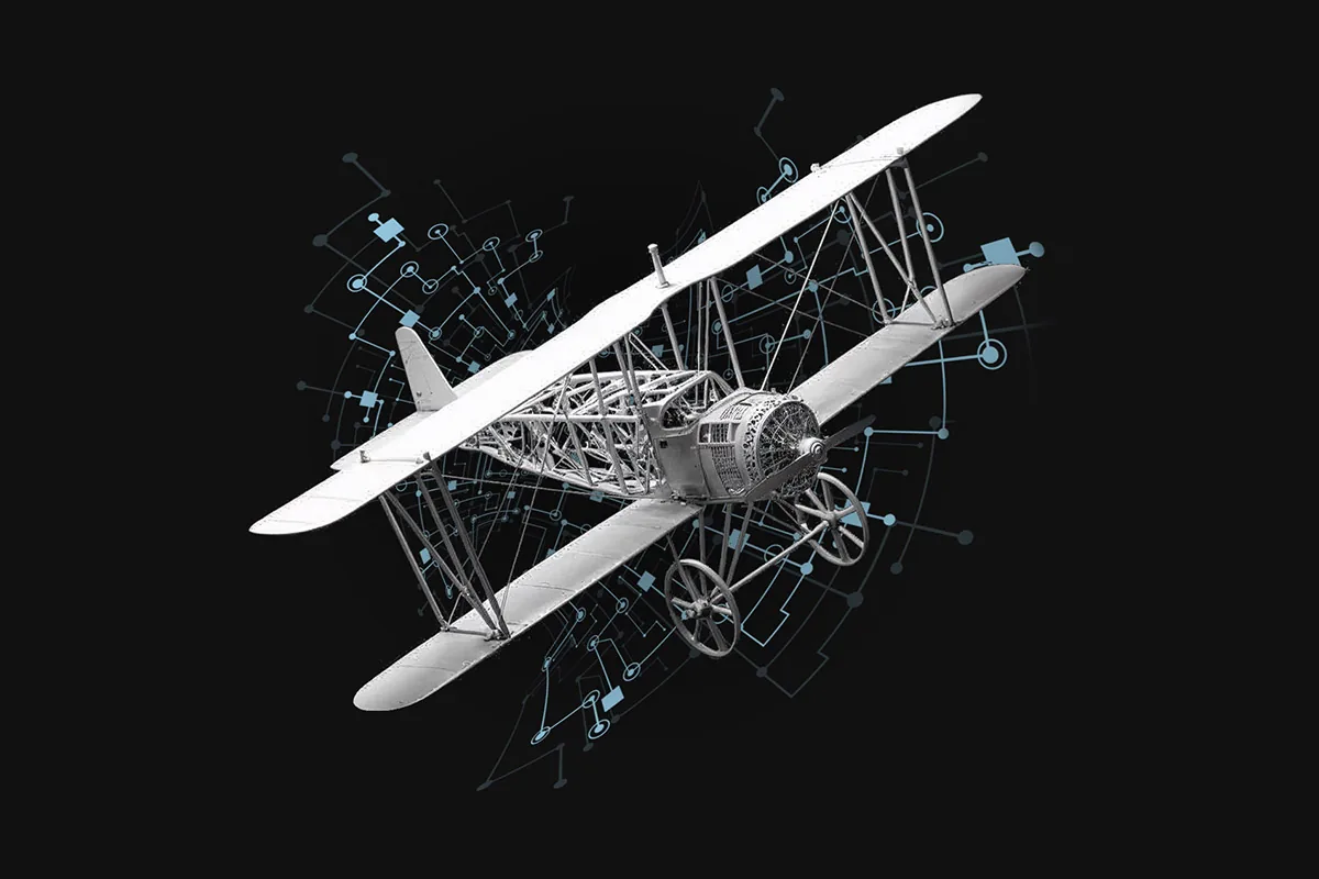 Modello strutturale di un velivolo e schemi tecnici aeronautici